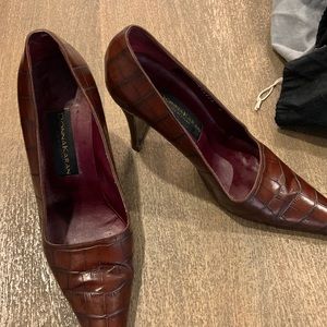 Donna Karan croc embossed pump